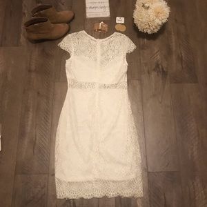 Youarenotalone white lace cocktail dress. Size M.